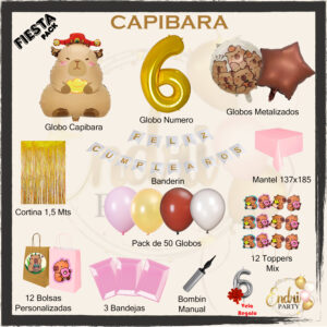 Pack de Decoración Temática CAPIBARA NIÑA