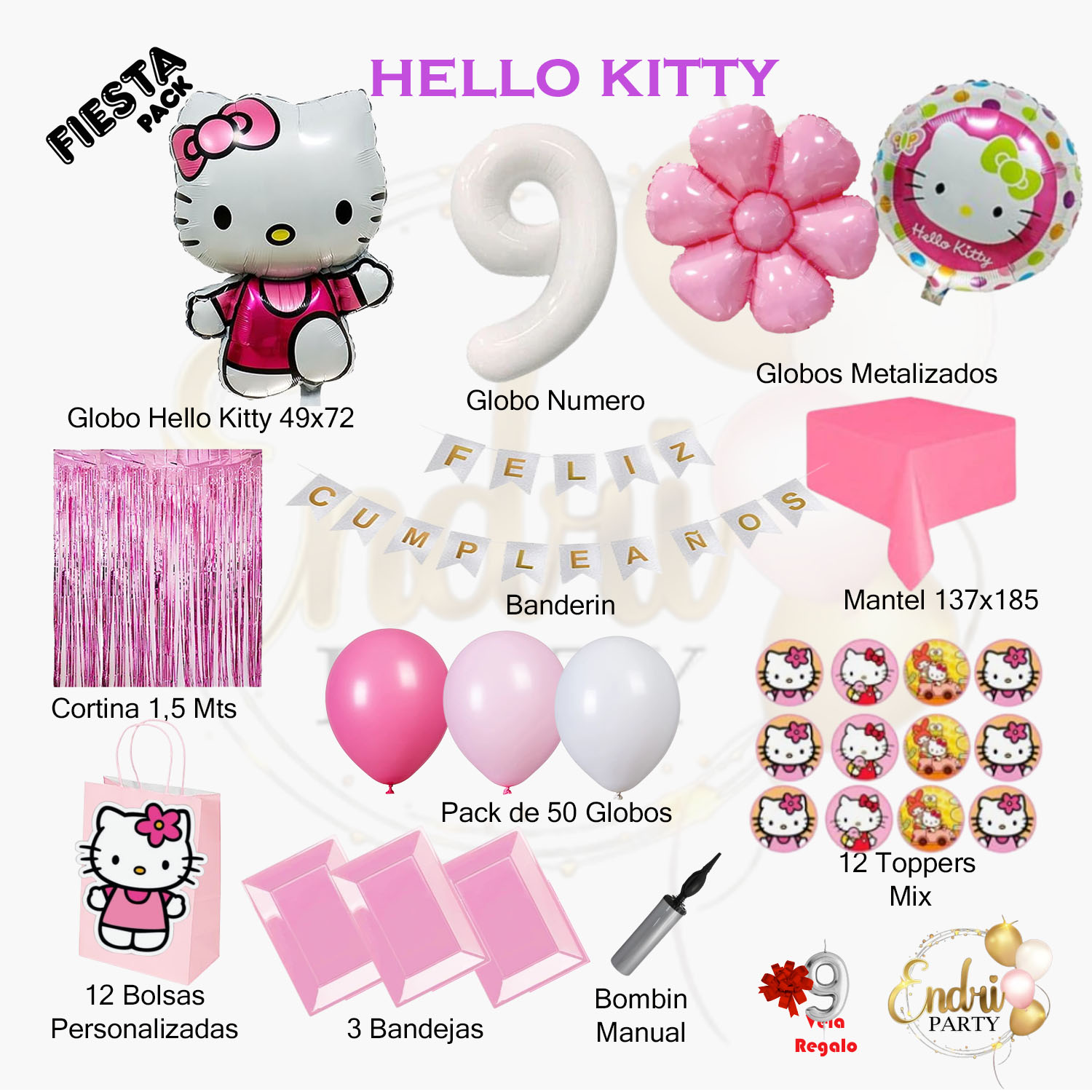 Pack de Decoración Temática HELLO KITTY